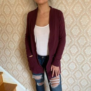 maroon cardigan